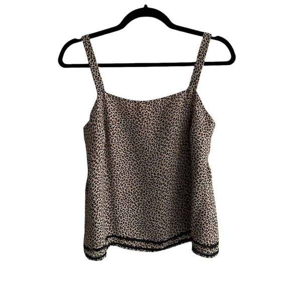 Liz CLAIBORNE Sleeveless Blouse Leopard Cheetah Print Black Tan 6P - Picture 3 of 5